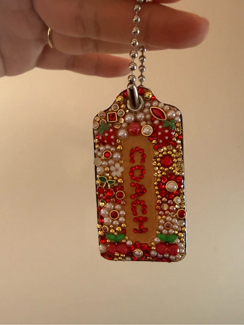Coach Red And Yellow Embellished Hang Tag